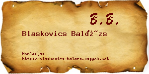 Blaskovics Balázs névjegykártya